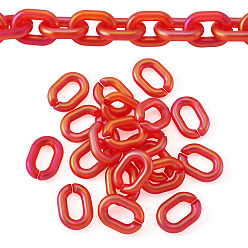Красный 20шт. прозрачных акриловых быстроразъемных соединителей, ab color овальные ссылки, красные, 19x14 мм
