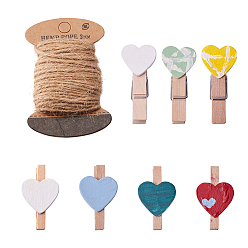 Белый Поиск ювелирных изделий diy, джутовый шпагат и деревянные зажимы для колышков, сердце, белые, 30x18x10 мм
