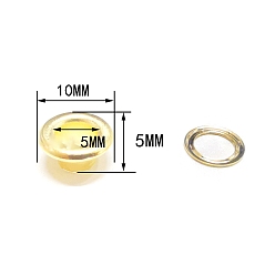 Золотой Латунные втулки, с железной прокладкой, для изготовления пакетов, плоско-круглые, золотые, 1x0.5 см, отверстие : 5 мм