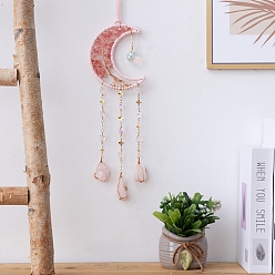 Клубничный Кварц Натуральный клубничный кварцевый ветряной колокольчик, со стеклянными бусинами, 360 мм