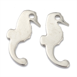 Нержавеющая Сталь Цвет Устойчивые к потускнению 304 подвески из нержавеющей стали, лазерная резка, морской конек, цвет нержавеющей стали, 15x7x1 мм, отверстие : 1.2 мм