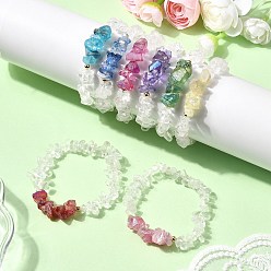 Смешанные камни Браслеты из натуральных кварцевых бусин и гальванизированных бусин из натурального кварца для женщин, внутренний диаметр: 2 дюйм (5 см)