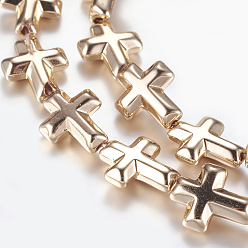Светло-Золотое Покрытие Немагнитные синтетический гематит бисер пряди, крестик, свет позолоченные, 10x8x3 мм, отверстие : 1 мм, около 39 шт / нитка, 14.96 дюйм (38 см)