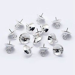 Серебро 925 стерлингов серебряный кубок жемчуг залог контактных подвесок, за половину пробурено бисера, серебряные, 9x5 мм, отверстия: 2 мм, штифты: 0.6 мм