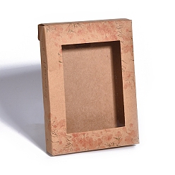 BurlyWood Foldable Creative Kraft Paper Box, Paper Gift Box, with Clear Window, Rectangle with Flamingo Pattern, BurlyWood, 14.6x10.5x2.6cm
