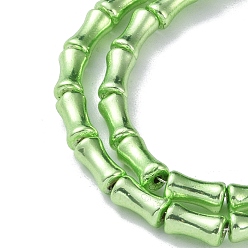 Lime Electroplate Glass Beads Strands, Bamboo, Lime, 8x4.5mm, Hole: 0.8mm, about 50pcs/strand, 15.75''(40cm)