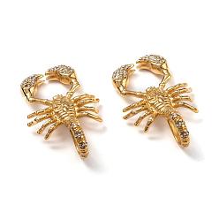 Золотой 304 из нержавеющей стали большие кулоны, с кристально горный хрусталь, скорпион с геральдической лилией, золотые, 55x34x16 мм, отверстие : 12x14 мм