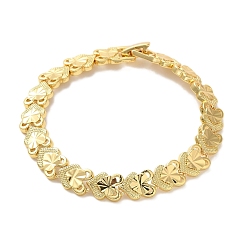 Сердце Браслеты из латуни с покрытием стойки, реальный 18 k позолоченный, долговечный, без свинца и без кадмия, сердце, 7-7/8 дюйм (20 см), ссылка: 13x9x3 mm