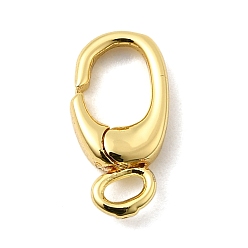 Настоящее золото 18K Латунные пружинные кольца, долговечный, без свинца и без кадмия, стойки покрытие, овальные, реальный 18 k позолоченный, 14x7x3 мм, отверстие : 2 мм