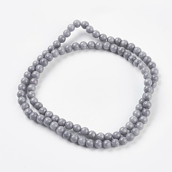 Gray Natural Mashan Jade Beads Strands, Dyed, Round, Gray, 4mm, Hole: 0.7mm, about 96pcs/strand, 15.5 inch