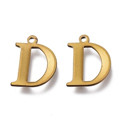 Letter D Вакуумное покрытие pvd 304 подвески из нержавеющей стали, лазерная резка, алфавит, античная бронза, letter.d, 12x9.5x0.8 мм, отверстие : 1 мм