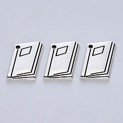 Античное Серебро Подвески из сплава в тибетском стиле ко дню учителя, без кадмия и без свинца, книга, античное серебро, 18x12.5x2 мм, отверстие : 1.2 мм, Около 375 шт / 500 г