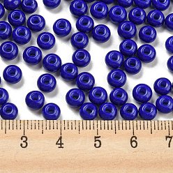 Medium Blue Imitation Jade Glass Seed Beads, Luster, Baking Paint, Round, Medium Blue, 5.5x3.5mm, Hole: 1.5mm