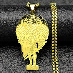 Другие 304 подвесные из нержавеющей стали ожерелья, золотые, архангел святой Михаил, 23.54 дюйм (59.8 см)