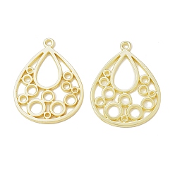 Light Gold Rack Plating Alloy Teardrop with Round Pattern Open Back Bezel Pendants, For DIY UV Resin, Epoxy Resin, Pressed Flower Jewelry,  Cadmium Free & Nickel Free & Lead Free, Light Gold, 32x24.5x1.8mm, Hole: 1.8mm
