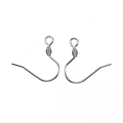 Stainless Steel Color 304 Stainless Steel Earring Hooks, Ear Wire, with Horizontal Loop, Stainless Steel Color, 17x17.5x2.5mm, Hole: 2mm, 21 Gauge, Pin: 0.7mm