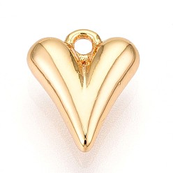 Настоящее золото 18K Латунные подвески, сердце прелести, без кадмия, без никеля и без свинца, реальный 18 k позолоченный, 9.9x7x3 мм, отверстие : 1.2 мм