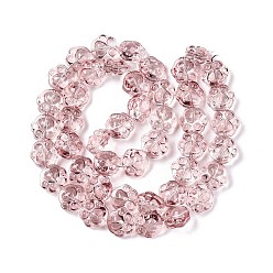 Розово-Коричневый Прозрачные стеклянные бусины гальваническим пряди, печать кошачьей лапы, розово-коричневый, 14x15x8.5 мм, отверстие : 1 мм, около 45 шт / нитка, 24.80'' (63 см)