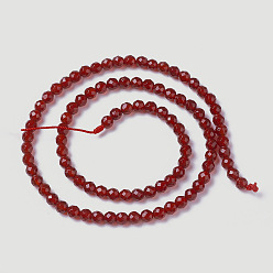 Red Natural Carnelian Beads Strands, Faceted, Round, Red, 2~3x2~2.5mm, Hole: 0.2mm, about 181~210pcs/strand, 15.9~16.3 inch(40.4~41.5cm)