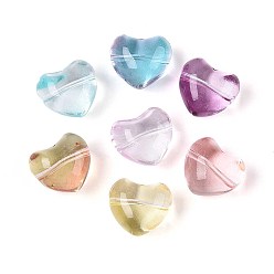 (52) Непрозрачная лаванда Прозрачные стеклянные бусины, сердце, разноцветные, 13.5x15x10 мм, отверстие : 1 мм, Около 378 шт / 1000 г