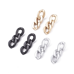 Mixed Color 3Pcs 3 Color CCB Plastic & Acrylic Curb Chain Dangle Stud Earrings Set, Chunky Earrings with Stailess Steel Pins for Women, Mixed Color, 47x16x5mm, Pin: 0.9mm, 1 Pairs/color