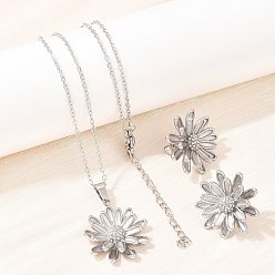 Нержавеющая Сталь Цвет 304 Комплект из ожерелий и серег-гвоздиков из нержавеющей стали для женщин, цветок, цвет нержавеющей стали, колье: 17.91 дюйм (45.5 см)