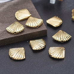 Real 18K Gold Plated Tibetan Style Alloy Beads, Lead Free & Nickel Free & Cadmium Free, Shell Shape, Real 14K Gold Plated, 13.5x16x4mm, Hole: 1mm