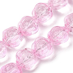 Pink Краска для выпечки, прозрачные стеклянные бусины, нити, цветок розы, розовые, 12x12x9.5 мм, отверстие : 1 мм, около 55 шт / нитка, 25.20 дюйм (64 см)