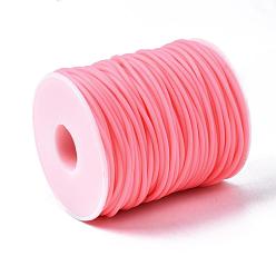 Light Coral Hollow Pipe PVC Tubular Synthetic Rubber Cord, Wrapped Around White Plastic Spool, Light Coral, 2mm, Hole: 1mm, about 54.68 yards(50m)/roll