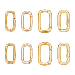 Настоящее золото 18K 8шт 4 стили латунные пружинные затворные кольца, без кадмия, без никеля и без свинца, овальные, реальный 18 k позолоченный, 18~20x9~12x2.5~3 мм, 2 шт / стиль