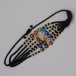 Черный Многослойные браслеты из стеклянных бусин в стиле бохо, браслеты из бисера лэмпворк от сглаза для мужчин и женщин, чёрные