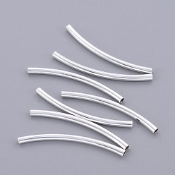 Серебро Латунные трубки изогнутой бисера, изогнутые трубочки бусины лапши, серебристый о 2 мм в диаметре, 30 мм длиной, отверстие : 1.5 мм