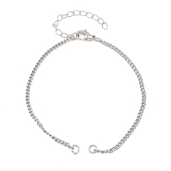 Platine Fabrication de bracelet gourmette en laiton, avec fermoir pince de homard, sans cadmium et sans plomb, crémaillère plaquage, platine, 6.77 pouce (17.2 cm), Trou: 2.5mm