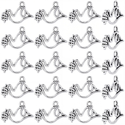 Античное Серебро 100 шт. Подвески из сплава в тибетском стиле, прелести голубя, античное серебро, 13.5x19.5x1.5 мм, отверстие : 1.6 мм