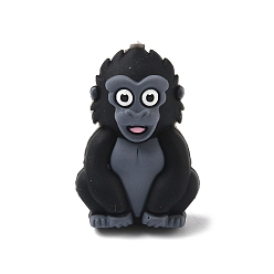 Orangutan Силиконовые бусины, фокусные бусы, чёрные, орангутанг, 33x23x16 мм, отверстие : 2 мм