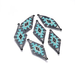 Разноцветный Японский бисер miyuki & toho ручной работы ссылки, Ткацкий станок, ромб, красочный, 60~61x24.5~25x1.7 мм, отверстие : 1.6 мм