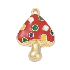 (123L) Белый крем непрозрачный блеск Подвески из эмали и сплава, грибное очарование, золотые, огнеупорный кирпич, 23x15.5x3.5 мм, отверстие : 1.5 мм