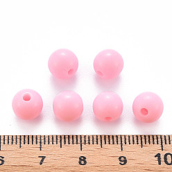Pearl Pink Opaque Acrylic Beads, Round, Pearl Pink, 8x7mm, Hole: 2mm, about 1745pcs/500g
