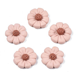 Neblige Rose Handmade Fimo Cabochons, 8-Blütenblatt Blüte, neblige Rose, 17~18x4~6 mm