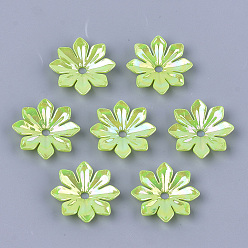 Светло-зеленый Непрозрачный, как пластиковые бусинки, жемчужные, цветок, светло-зеленый, 35.5~36x35.5~36x7 мм, Отверстие : 4.5 мм , около 370 шт / 500 г
