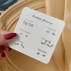 Платина 6 пары антикоррозийных изысканных комплектов серег-гвоздиков из сплава с латунной булавкой для девушек и женщин, разнообразные, платина, Размер упаковки: 75x75 mm