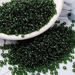 (RR158) Transparent Olive Миюки круглые бусины рокайль, японский бисер, 8/0, (rr 158) прозрачный оливковый, 8/0, 3 мм, отверстие : 1 мм, Около 422~455 шт / 10 г