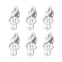 Stainless Steel Color 6Pcs Musical Note 304 Stainless Steel Lapel Pin Backs for Backpack Clothes, Stainless Steel Color, 27x13mm