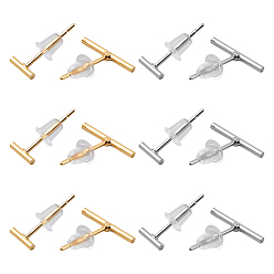 (52) Непрозрачная лаванда 6 наборы 2 цветные серьги-гвоздики из сплава для женщин, разноцветные, 6x1.5 mm и 12x1.5 mm, 2 пар / набор, 3 наборы / цвет