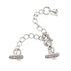 Платина Карабин-лобстеры, латунные, с концевыми цепочками и овальными подвесками, без кадмия, без никеля и без свинца, платина, 64 мм