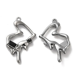Black Alloy Pendant, with Glass, Gunmetal, Lead Free & Cadmium Free, Heart Charm, Black, 33.5x20x5.5mm, Hole: 1.4mm