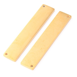 Golden 304 Stainless Steel Pendants, Laser Cut, Rectangle, Golden, 36x7x1.1mm, Hole: 1mm