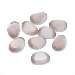 Antique White Cat Eye Cabochons, Faceted, Nuggets, Antique White, 17.5x12.5x3.5mm