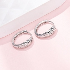 Платина Фейерверк 925 серьги-кольца из стерлингового серебра с микропаве из прозрачных кубических цирконий, платина, 13x4 мм