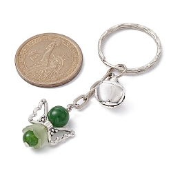 Green Angel Natural Gemstone Kcychain, with Acrylic Pendant and Iron Findings, Green, 7.6cm